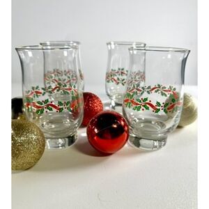 Libby Holly Ribbons Gold Rimmed Glass Tumblers